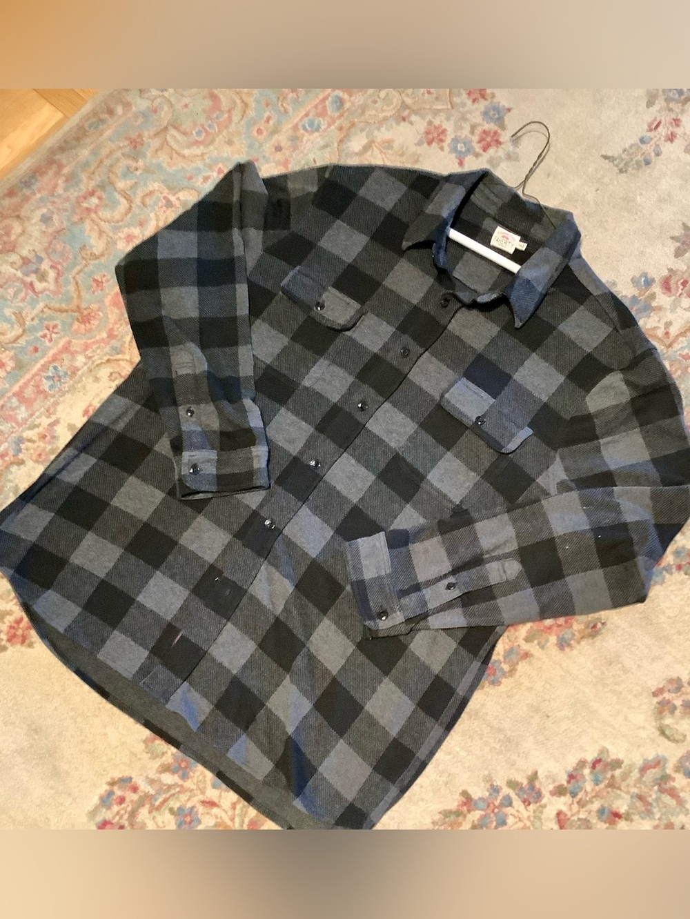 Faherty Legend Sweater Shirt Black Gray Buffalo Plaid Pockets - Men’s Sz XXL